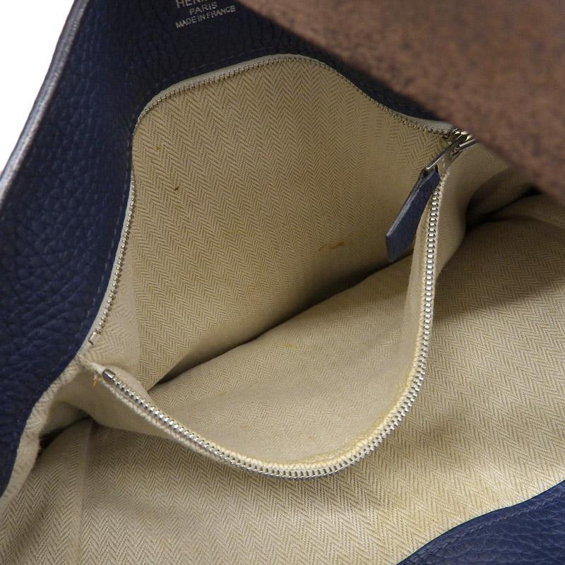 エルメス HERMES マルワリPM ショルダーバッグ レザー ブルー/ブラウン  