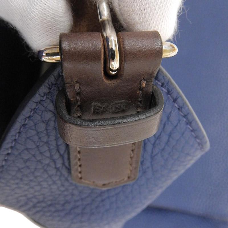 エルメス HERMES マルワリPM ショルダーバッグ レザー ブルー/ブラウン  