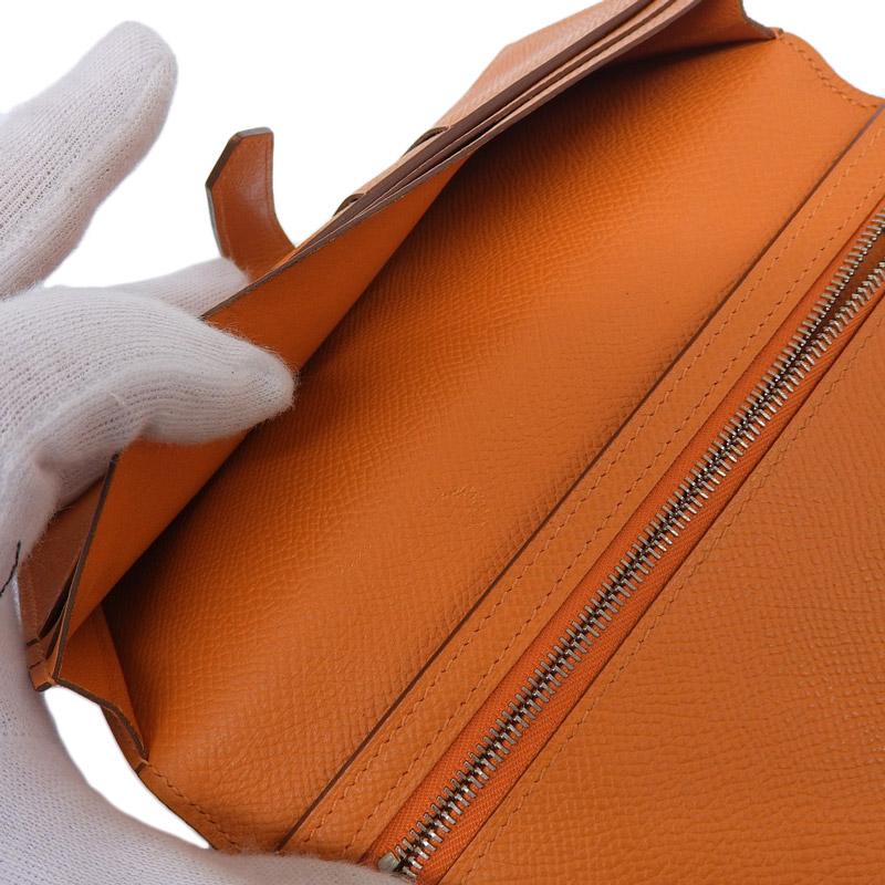 エルメス HERMES ベアンスフレ 長財布 ロングウォレット エプソン オレンジ □O刻印 2011年 中古 新入荷 HE0967 HERMES（エルメス） ベアンスフレ 長財布 ロングウォレット エプソン