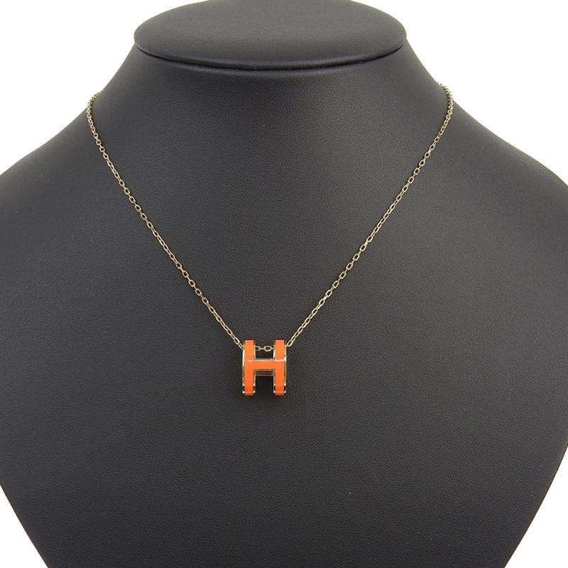 HERMES（エルメス） ポップアッシュ ネックレス GP オレンジ/ゴールド