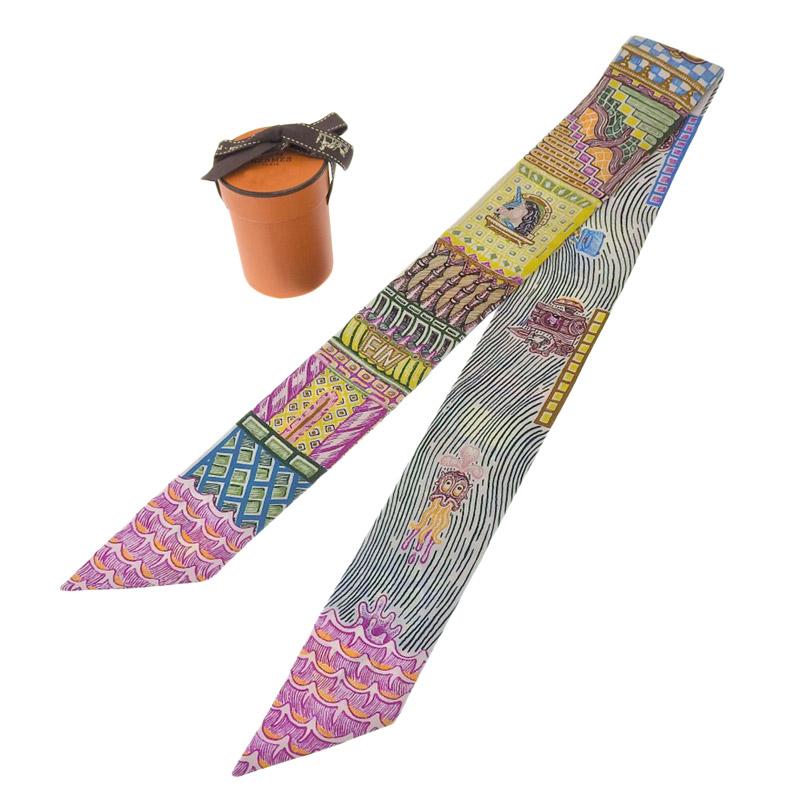 HERMES ツイリー　シルク スカーフ HERMES - エルメス HERMES ツイリー スカーフ シルク ブラック系