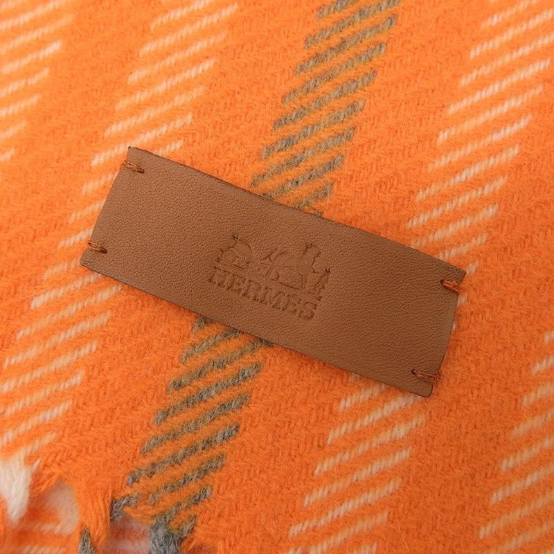 エルメス HERMES マフラー カシミヤ オレンジ 中古 新入荷 HE1036 HERMES - エルメス HERMES マフラー カシミヤ オレンジ 中古 新入荷