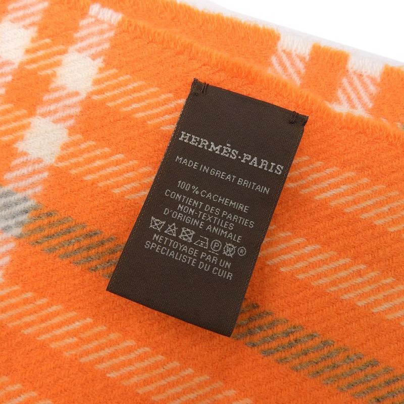 エルメス HERMES マフラー カシミヤ オレンジ 中古 新入荷 HE1036 HERMES（エルメス） マフラー カシミヤ オレンジ 中古 新入荷 HE1036
