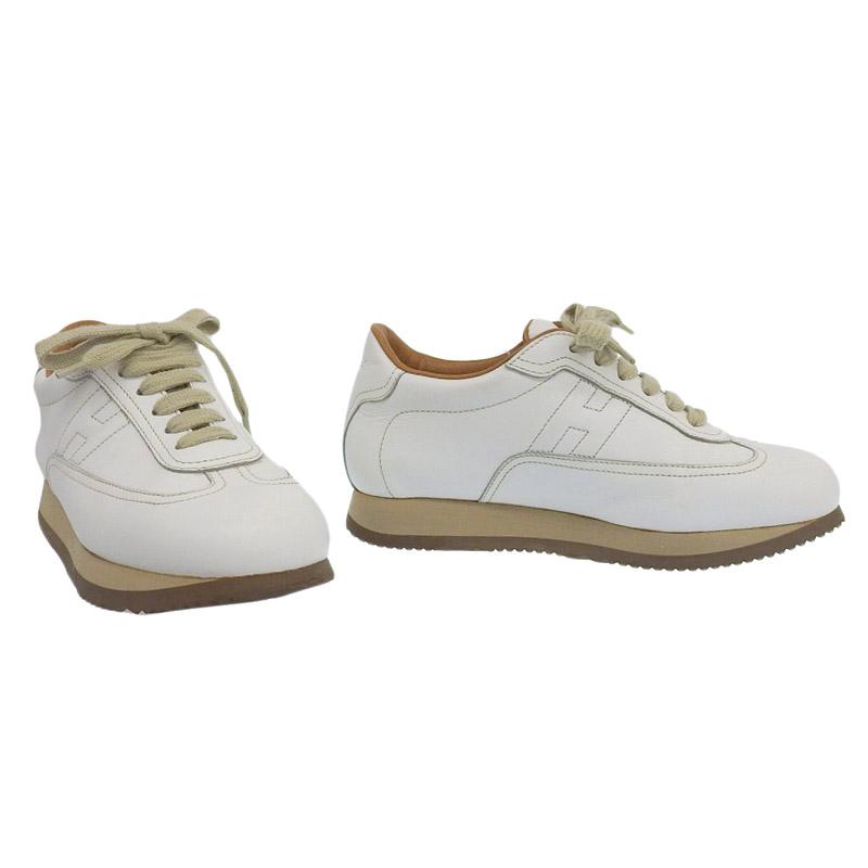 HERMES（エルメス） HERMES Hスニーカー 靴 レザー ホワイト #36 約