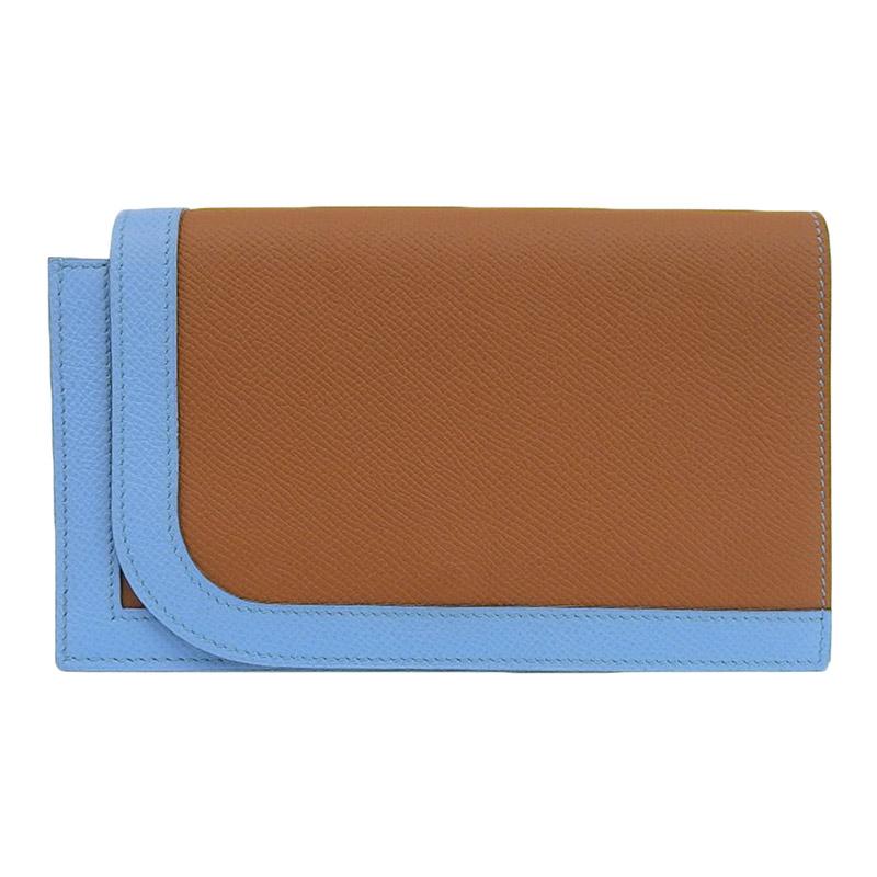エルメス HERMES カマイユロング 長財布 エプソン ブラウン/ブルー D刻印 2019年 美品 新入荷 HE1055 HERMES（エルメス） カマイユロング 長財布 エプソン ブラウン/ブルー