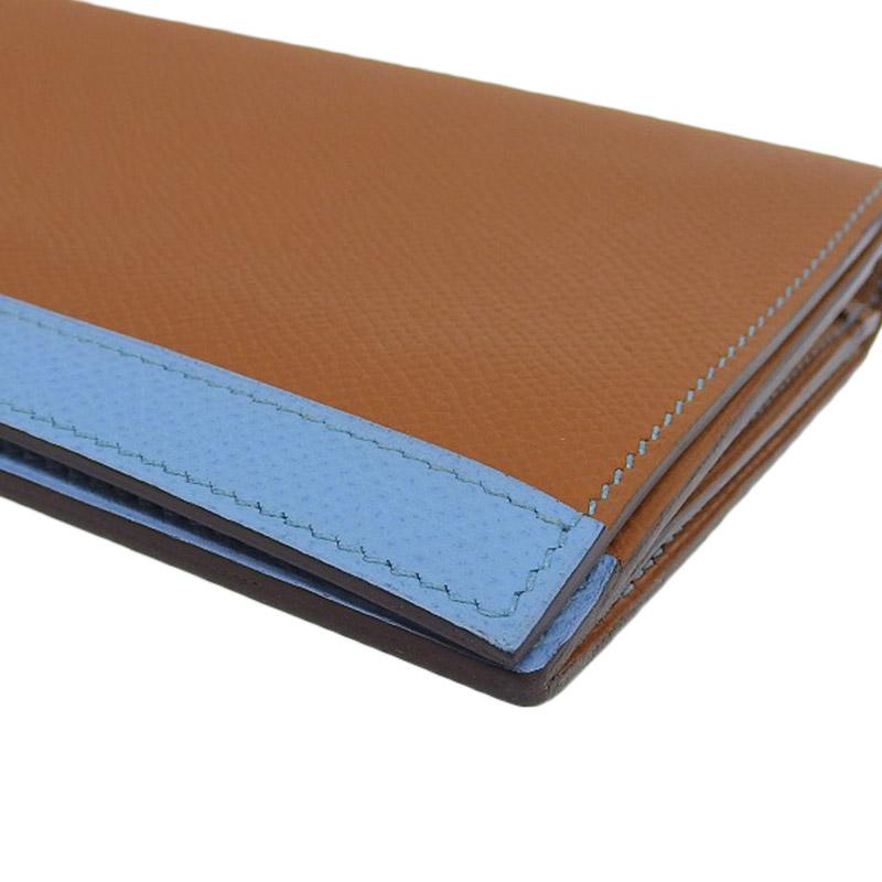 エルメス HERMES カマイユロング 長財布 エプソン ブラウン/ブルー D刻印 2019年 美品 新入荷 HE1055 HERMES（エルメス） カマイユロング 長財布 エプソン ブラウン/ブルー