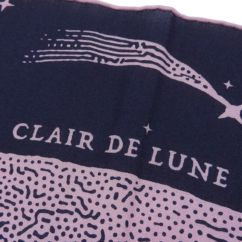 HERMES(エルメス) ストール(ショール)美品  カレジェアン/ショールカレ140 ダークネイビー×ピンク CLAIR DE LUNE カシミヤ、シルク カレジェアン カレ140 CLAIR DE LUNE スカーフ ショール カシミヤ