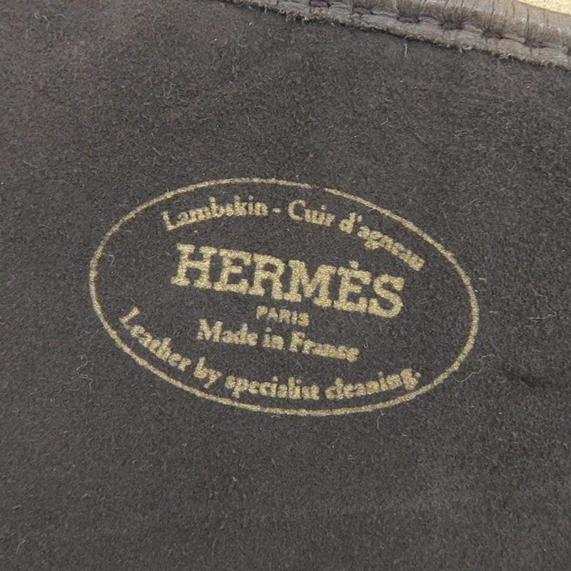 エルメス HERMES トライアングル フリンジ ショール レザー ブラウン PLUMES(羽根) 中古 新入荷 HE1163 HERMES（エルメス） トライアングル フリンジ ショール レザー
