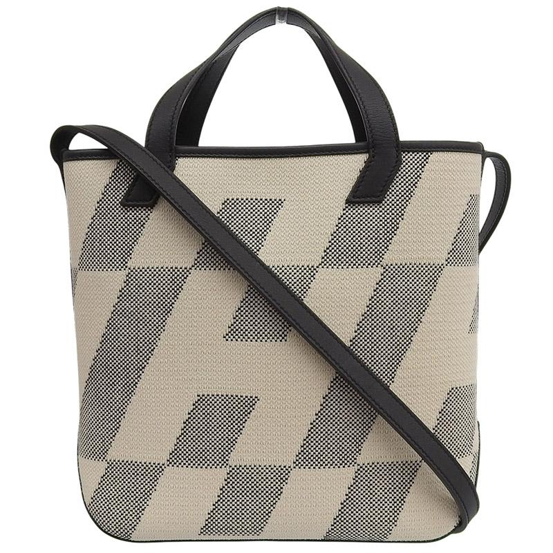エルメス HERMES アンビエ27PM 2WAY トートバッグ トワルアッシュ/ヴォースイフト ブラック/ホワイト Z刻印 2021年 中古 新入荷 HE1167 HERMES（エルメス） アンビエ27PM 2WAY トートバッグ トワルアッシュ