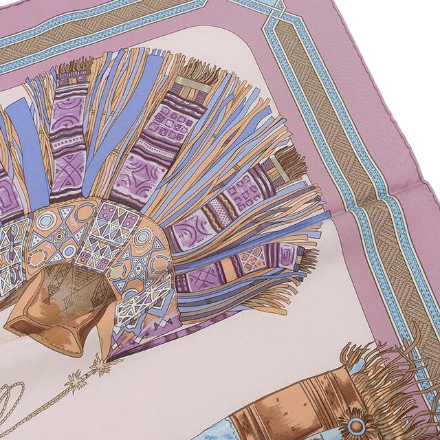 HERMES（エルメス） カレ90 「砂漠の革飾り」 スカーフ シルク ピンク