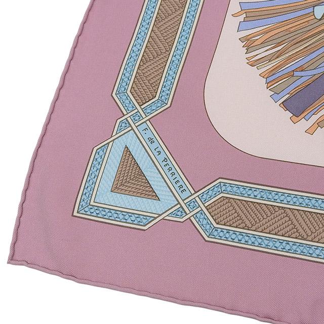 HERMES（エルメス） カレ90 「砂漠の革飾り」 スカーフ シルク ピンク