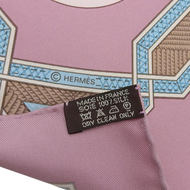HERMES（エルメス） カレ90 「砂漠の革飾り」 スカーフ シルク ピンク
