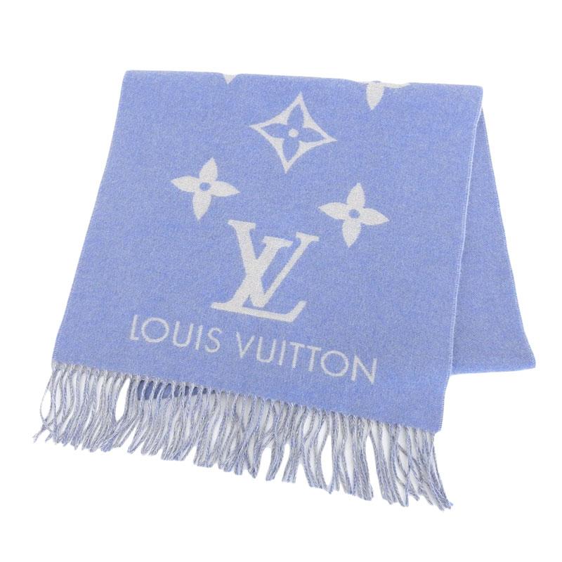 ルイ ヴィトン LOUIS VUITTON エシャルプ レイキャビック マフラー カシミヤ ブルー グレー M75704 中古 新入荷