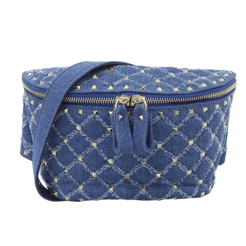 VALENTINO ヴァレンティノ ボディバッグ ウエストポーチ デニム ブルー 