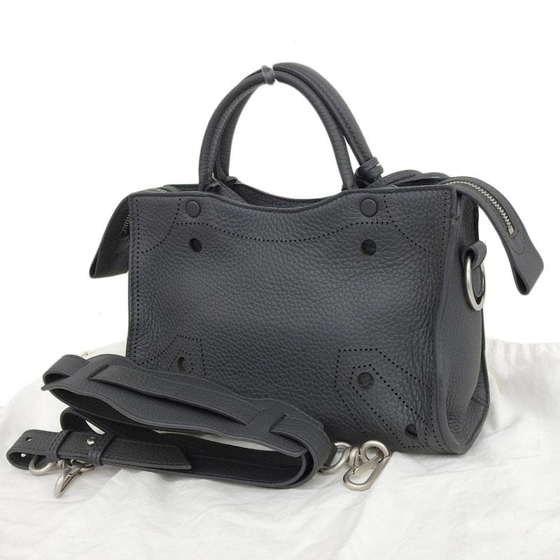 バレンシアガ BALENCIAGA ブラックアウトシティXS 2WAYバッグ ハンドバッグ ショルダーバッグ レザー グレー 490610 中古 新入荷 OB1371｜ronde｜02