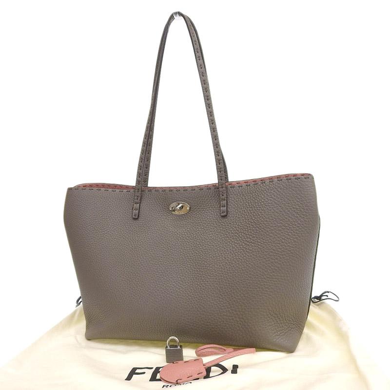 フェンディ FENDI セレリア トートバッグ レザー チャコールグレー  