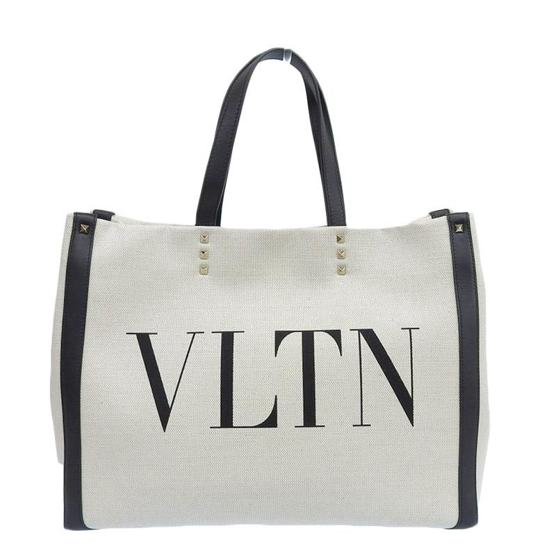 ヴァレンティノ VALENTINO トートバッグ キャンバス/レザー スタッズ  