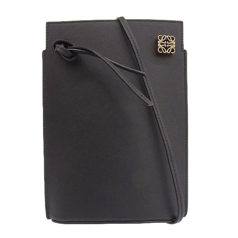 ロエベ LOEWE ダイスポケット ショルダーバッグ レザー ブラック C630R12X01 中古 新入荷 OB1703 LOEWE（ロエベ） ダイスポケット ショルダーバッグ レザー ブラック