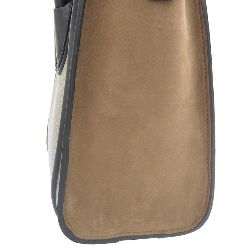 本物 セリーヌ CELINE ラゲージ ナノショッパー 2WAY ショルダーバッグ ハンドバッグ ポシェット レザー グレージュ イエロー ブラック バッグ 中古・ CELINE - セリーヌ ラゲージ ナノショッパー レザー 2WAY ショルダー