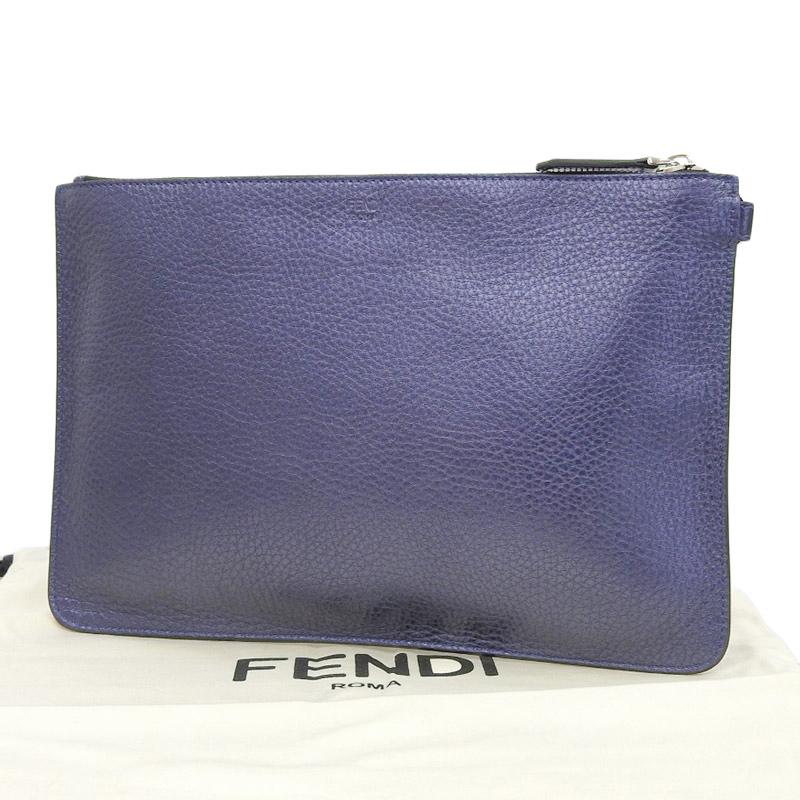 フェンディ FENDI バッグバグズ モンスター クラッチバッグ レザー ネイビー 7N0078 美品 新入荷 OB1823 FENDI（フェンディ） バッグバグズ モンスター クラッチバッグ レザー