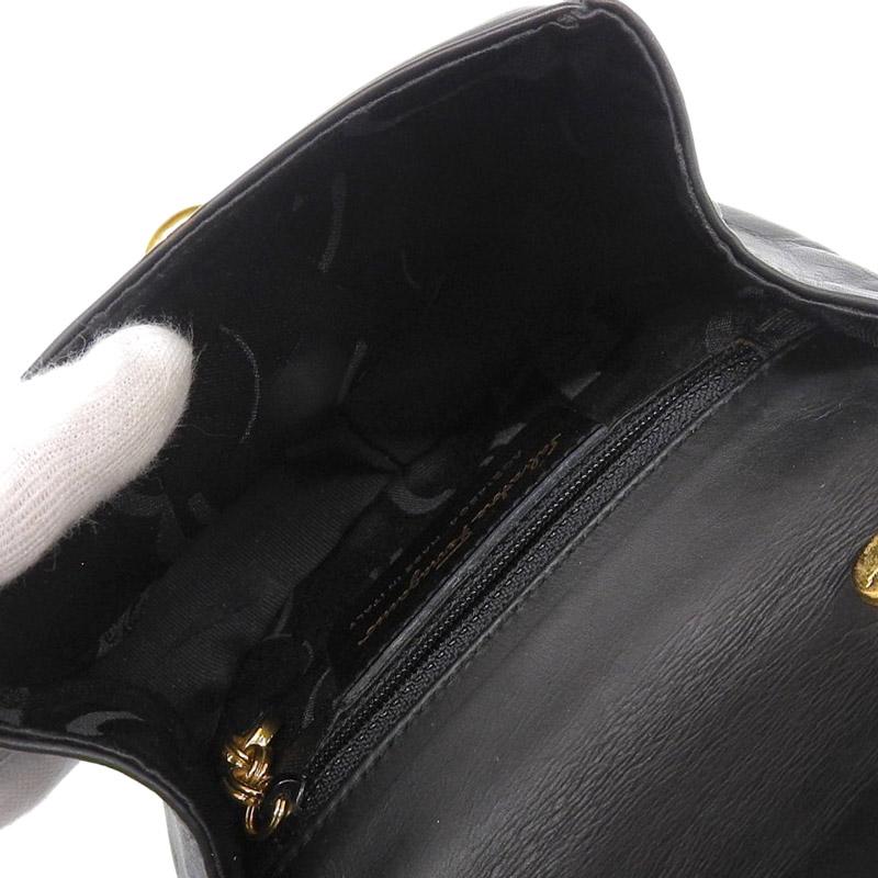 フェラガモ FERRAGAMO ガンチーニ ショルダーバッグ チェーンショルダー レザー ブラック 中古 新入荷 OB1842 GANCINI フェラガモ FERRAGAMO ガンチーニ ショルダーバッグ チェーン