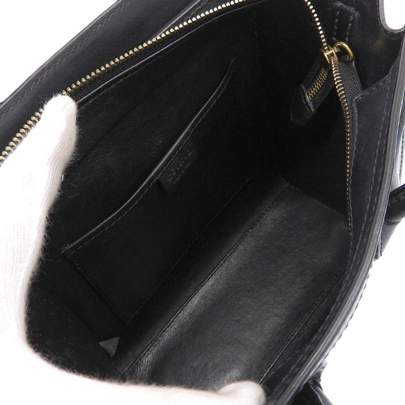 CELINE ナノラゲージ ラゲージ ブラックレザー ハンドバッグ CELINE - 美品☆ セリーヌ ラゲージ マイクロ 黒 レザー