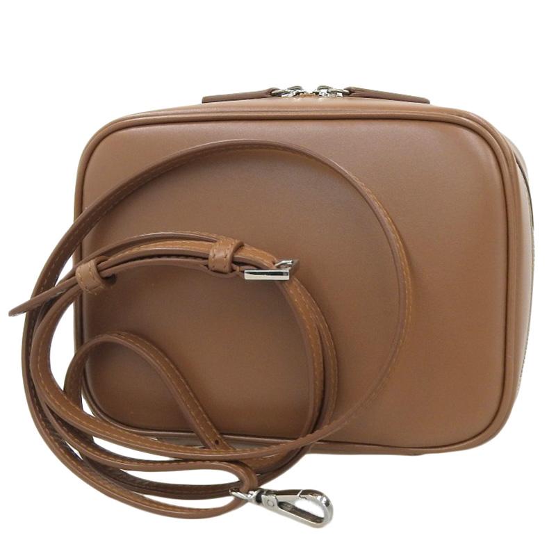 JIL SANDER ブラウンレザーショルダーバッグ