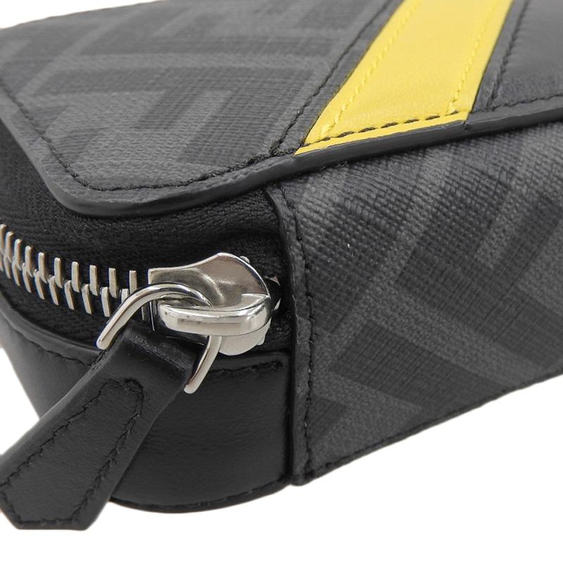 フェンディ FENDI ショルダーバッグ ミニショルダー ズッカ PVC/レザー ブラック/イエロー 7M0344 中古 新入荷 OB1923 FENDI（フェンディ） ショルダーバッグ ミニショルダー ズッカ PVC
