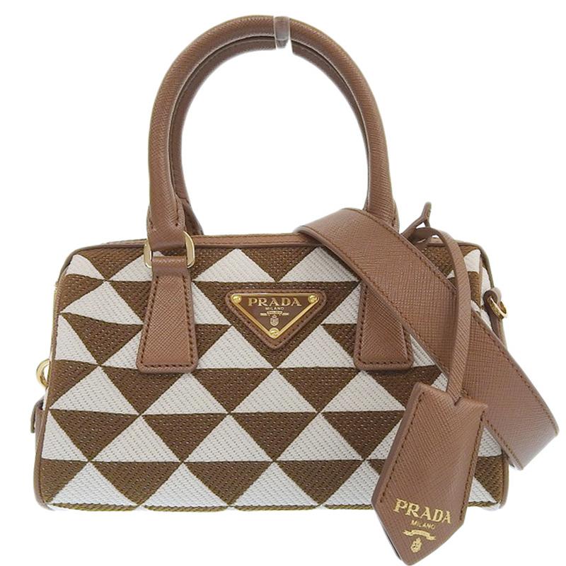 PRADA（プラダ） シンボル エンブロイダリー トップハンドルバッグ