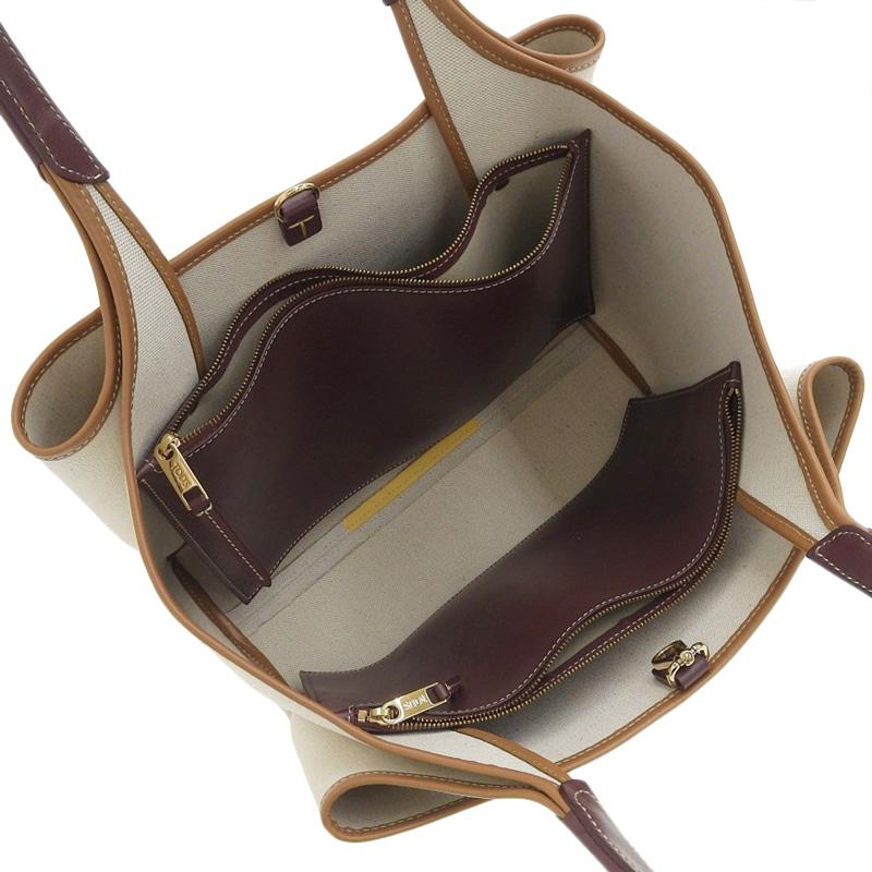 本日のみお値下げ　美品✨TOD'S トートバッグ ブラウン/ベージュ TOD'S（トッズ） トートバッグ キャンバス/レザー ベージュ/ブラウン