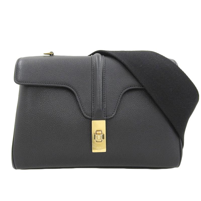 セリーヌ CELINE ティーン ソフト16 ショルダーバッグ 斜め掛けショルダー レザー ブラック 196853CR8 中古 新入荷 OB2025 | 16（CELINE）