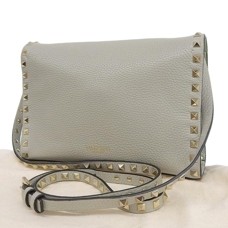 国内発送【VALENTINO】ロックスタッズショルダーバッグ グレー VALENTINO ヴァレンティノ ロックスタッズ ショルダーバッグ
