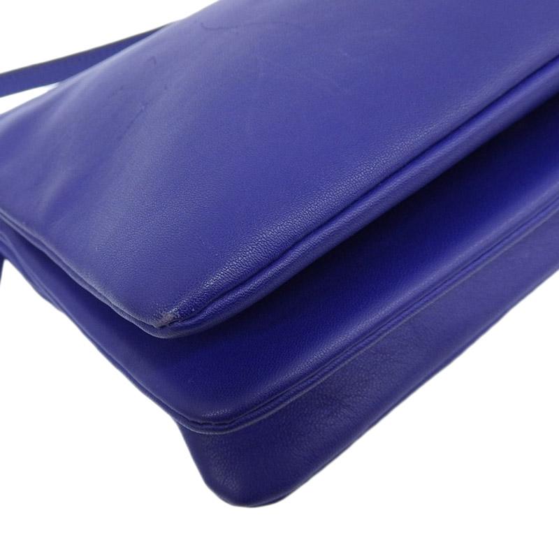 セリーヌ CELINE トリオ スモール ショルダーバッグ レザー ブルー 中古 新入荷 OB2061 TRIO（CELINE） セリーヌ CELINE トリオ スモール ショルダーバッグ