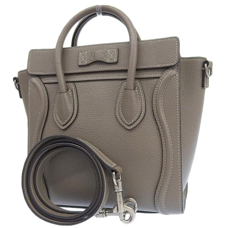 CELINE ラゲージ　ナノ　グレージュ　スリ　2WAYショルダーバッグ CELINE セリーヌ ラゲージ ナノショッパー 2WAYバッグ