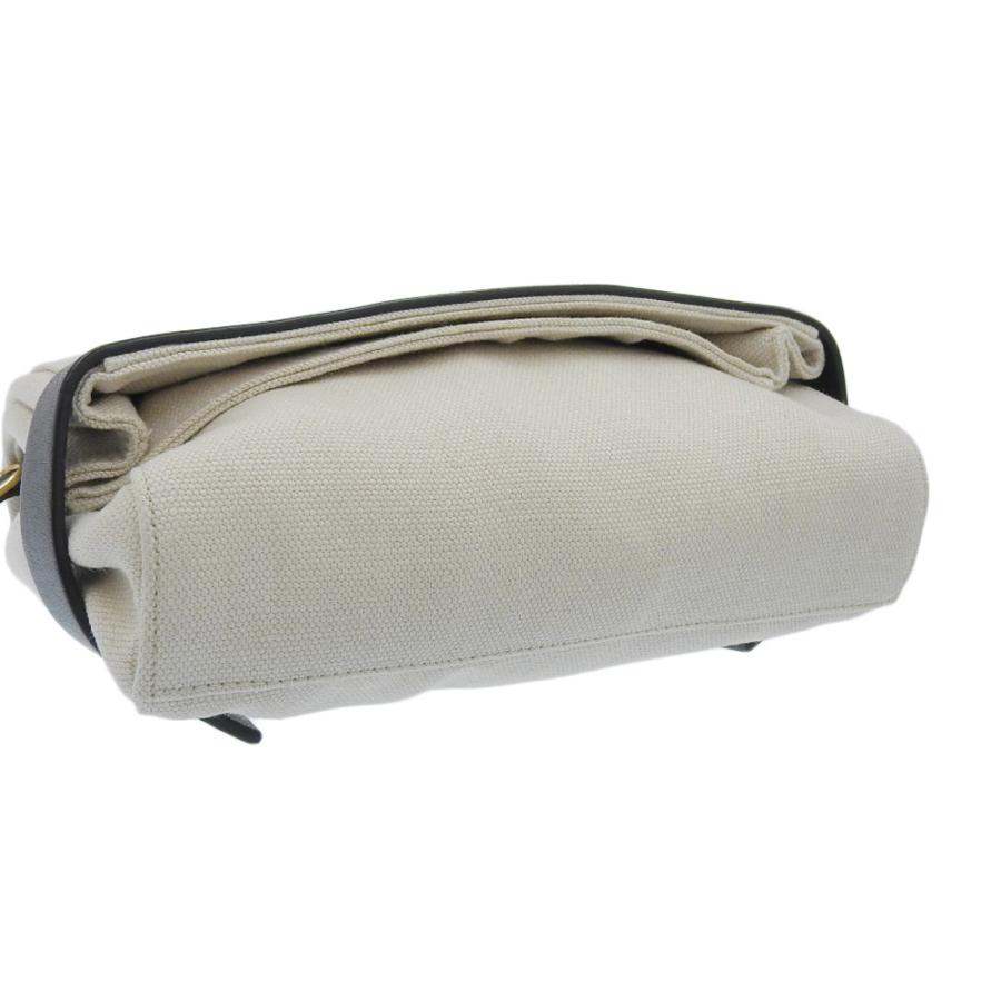 ボッテガヴェネタ BOTTEGA VENETA ショルダーバッグ キャンバス/レザー アイボリー/ブラック 579547 中古 新入荷 OB2086 BOTTEGA VENETA（ボッテガ・ヴェネタ） ショルダーバッグ キャンバス