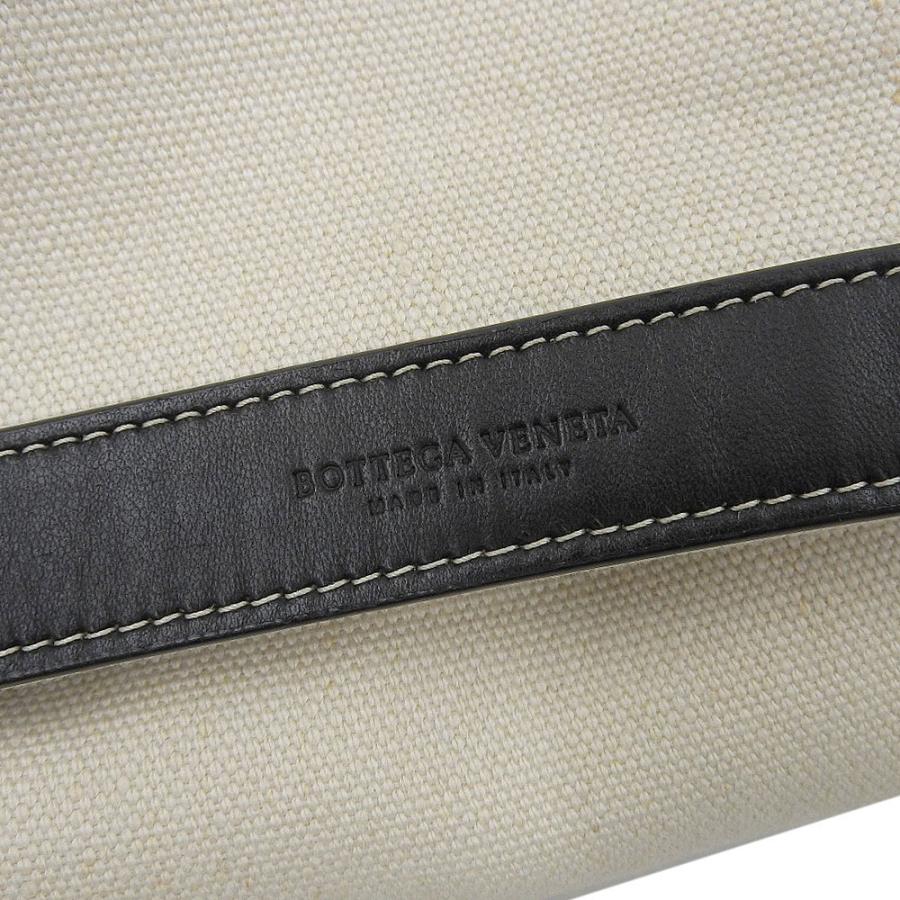 ボッテガヴェネタ BOTTEGA VENETA ショルダーバッグ キャンバス/レザー アイボリー/ブラック 579547 中古 新入荷 OB2086 BOTTEGA VENETA（ボッテガ・ヴェネタ） ショルダーバッグ キャンバス