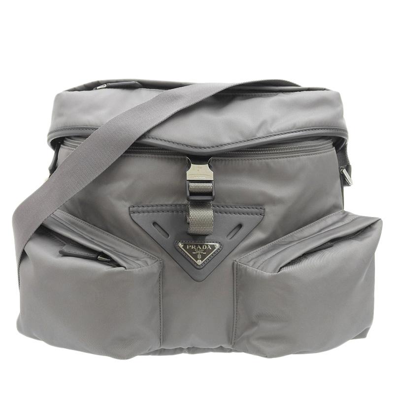美品】PRADA グレー ショルダーバッグ