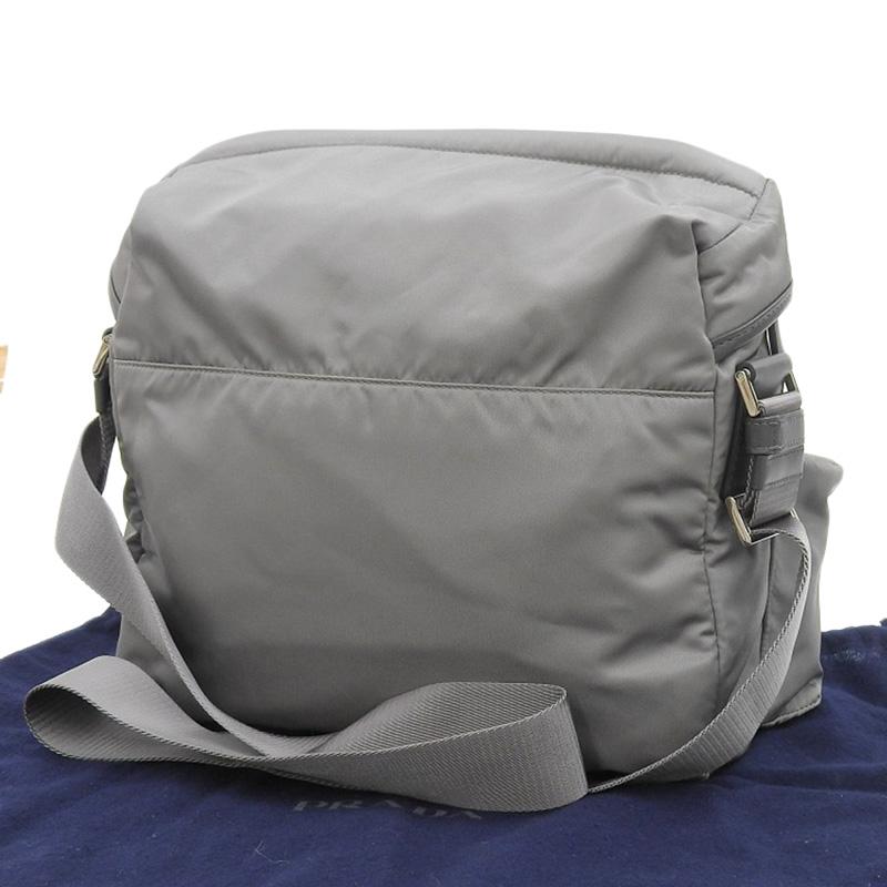 プラダ PRADA Re-Nylon ショルダーバッグ ナイロン/レザー グレー 2VD062 美品 新入荷 OB2100 PRADA（プラダ） PRADA Re-Nylon ショルダーバッグ ナイロン/レザー