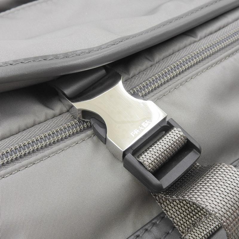プラダ PRADA Re-Nylon ショルダーバッグ ナイロン/レザー グレー 2VD062 美品 新入荷 OB2100 PRADA（プラダ） PRADA Re-Nylon ショルダーバッグ ナイロン/レザー