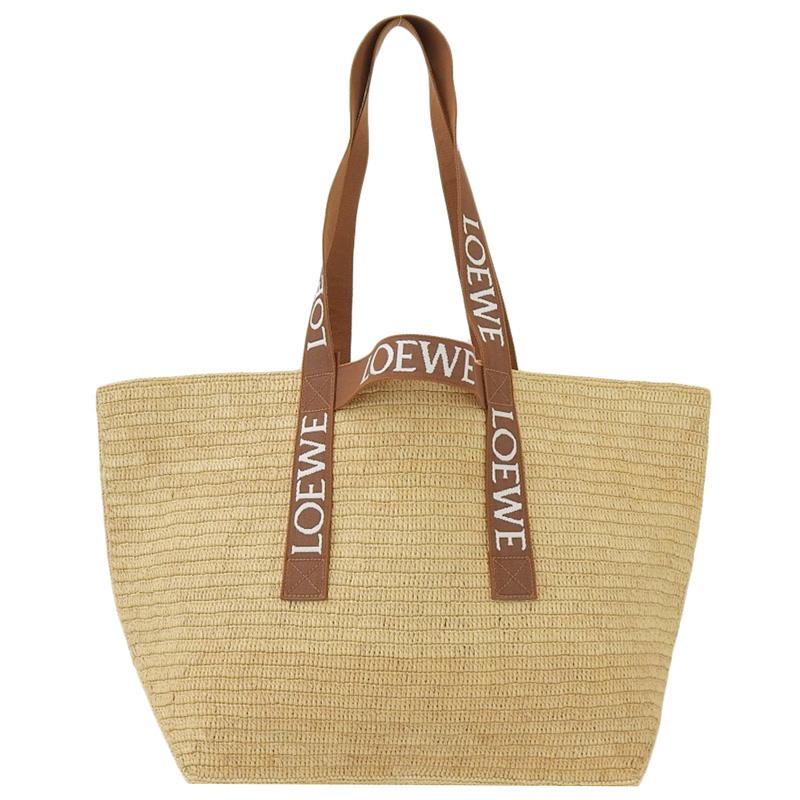ロエベ LOEWE フォールドショッパー ショルダーバッグ ラフィア ナチュラル/タン 中古 新入荷 OB2113 LOEWE（ロエベ） フォールドショッパー ショルダーバッグ ラフィア