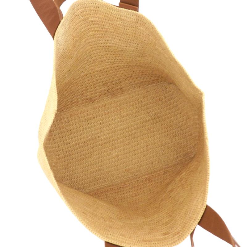 ロエベ LOEWE フォールドショッパー ショルダーバッグ ラフィア ナチュラル/タン 中古 新入荷 OB2113 LOEWE（ロエベ） フォールドショッパー ショルダーバッグ ラフィア