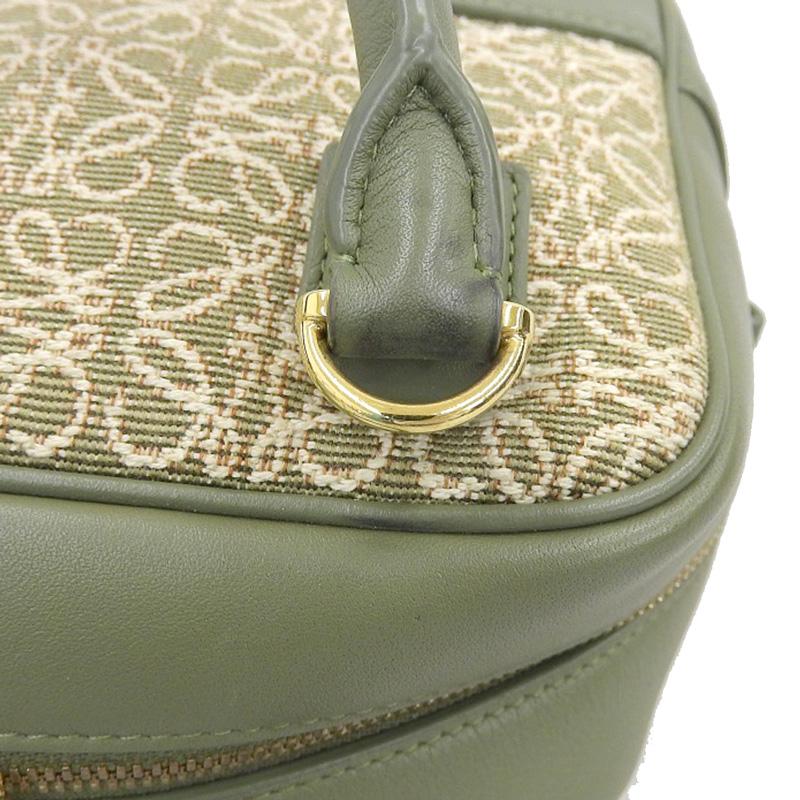 ロエベ LOEWE アマソナ16 スクエア 2WAYバッグ ショルダーバッグ キャンバス/レザー グリーン 中古 新入荷 OB2117 Amazona（LOEWE） ロエベ LOEWE アマソナ16 スクエア 2WAYバッグ