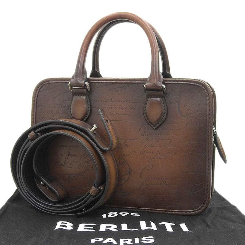 ベルルッティ BERLUTI カリグラフィ アンジュールガリバー 2WAYバッグ ハンドバッグ ショルダーバッグ レザー ブラウン 中古 新入荷 OB2120 Berluti（ベルルッティ） カリグラフィ アンジュールガリバー 2WAY
