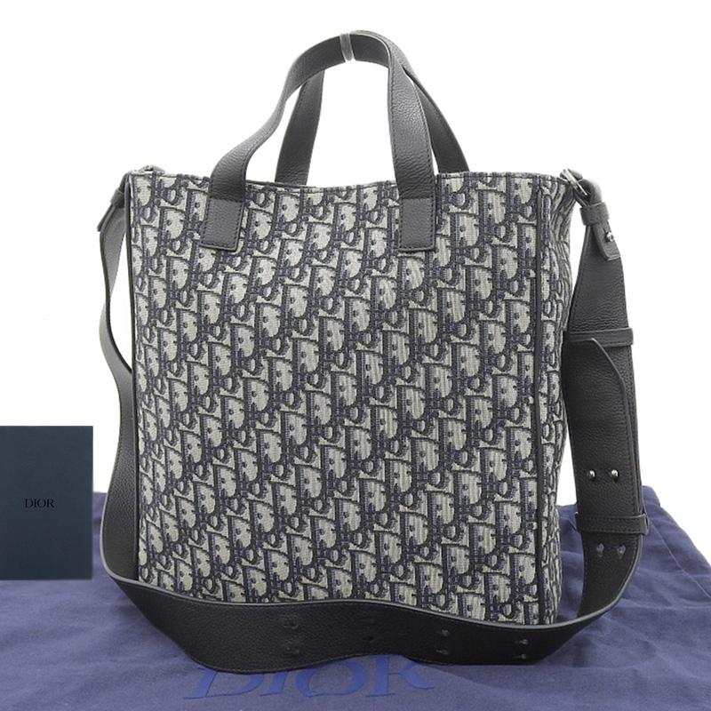 ディオール CHRISTIAN DIOR サドル 2WAYバッグ トートバッグ ショルダーバッグ オブリーク キャンバス/レザー ネイビー 中古 新入荷 OB2144 Christian Dior（クリスチャン・ディオール） ディオール サドル 2WAY