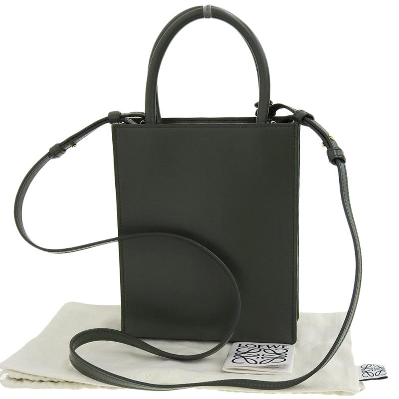 ロエベ LOEWE スタンダード A5 2WAYバッグ ショルダーバッグ ハンドバッグ ロゴ レザー カーキ 中古 新入荷 OB2151 LOEWE（ロエベ） スタンダード A5 2WAYバッグ ショルダーバッグ