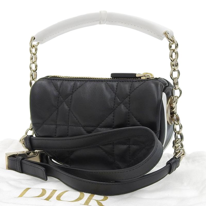 ディオール CHRISTIAN DIOR ヴァイブ マイクロ カナージュ 2WAYバッグ ショルダーバッグ レザー ブラック S7200ONOA 美品 新入荷 OB2212 Christian Dior（クリスチャン・ディオール） ディオール ヴァイブ
