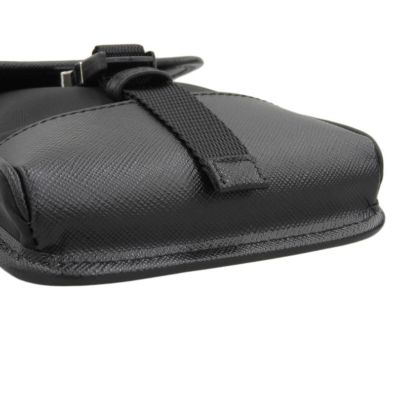 プラダ PRADA フォンショルダー スマホケース ショルダーバッグ Re-Nylon/サフィアーノ ブラック 2ZH109 中古 新入荷 OB2213 PRADA（プラダ） フォンショルダー スマホケース ショルダーバッグ Re