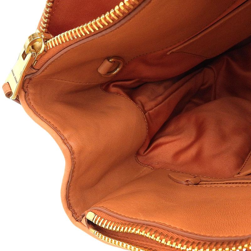 miu miu オレンジ レザー ハンドバッグショルダー