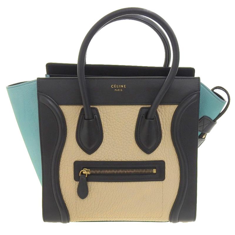 Celine ラゲージ マイクロショッパー レザー ハンドバッグ トリコロール (191153