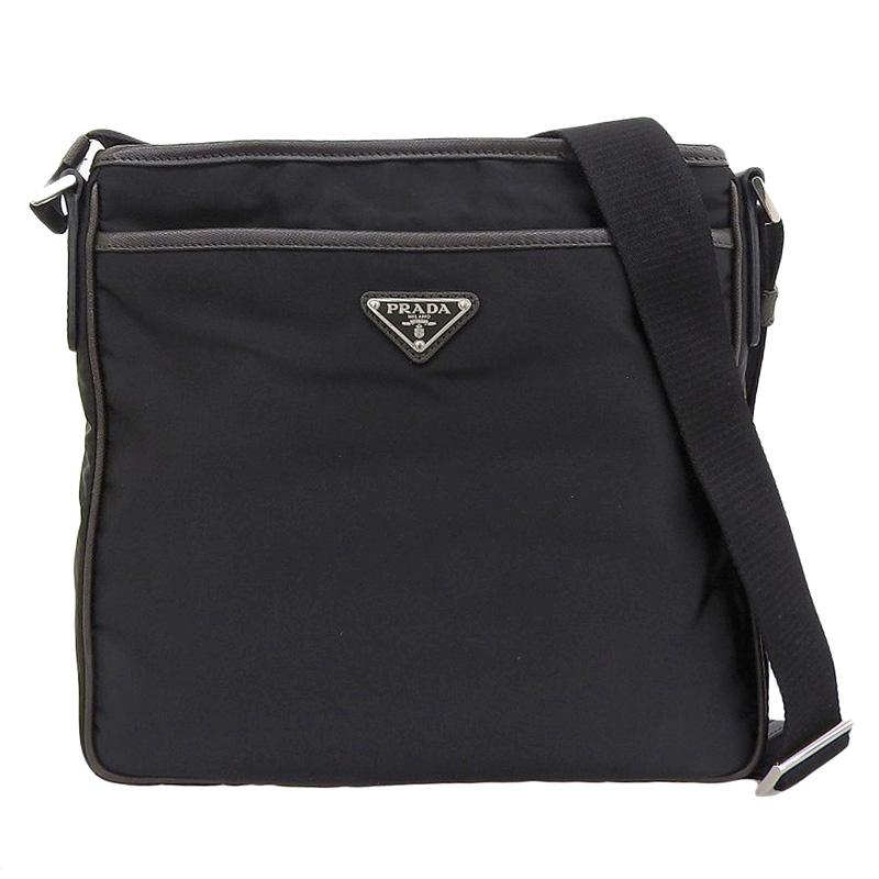 プラダ PRADA ショルダーバッグ 斜め掛けショルダー ナイロン レザー ブラック/ブラウン 中古 新入荷 OB2316 PRADA（プラダ） ショルダーバッグ 斜め掛けショルダー ナイロン